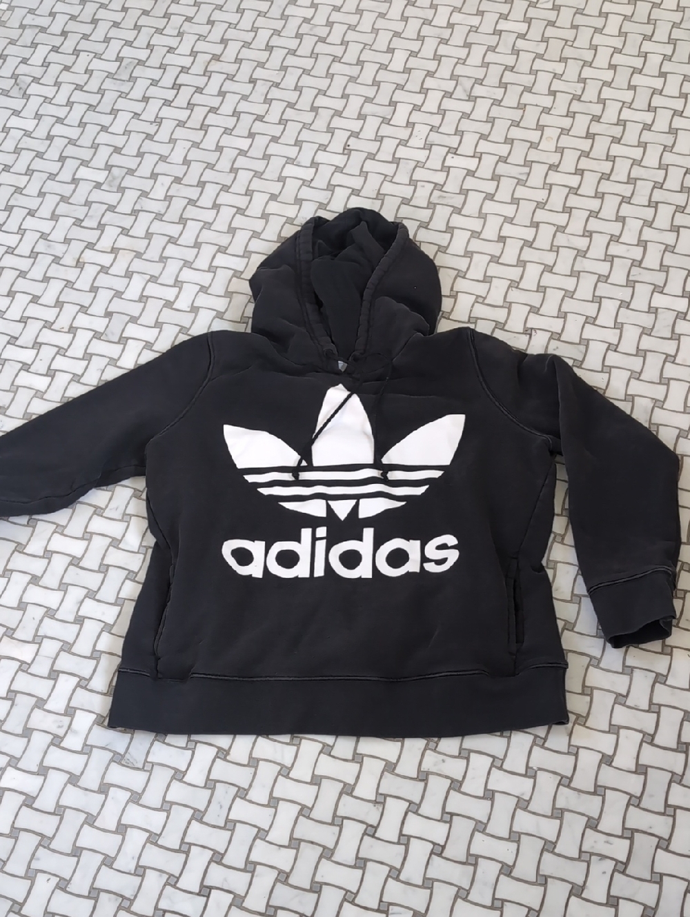 adidas Black Hoodie with White Trefoil Logo